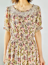 Load image into Gallery viewer, Vintage Babydoll Smocked Floral Dress
