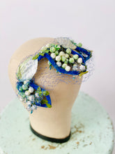 Load image into Gallery viewer, Vintage 1930s fascinator green velvet millinery flowers
