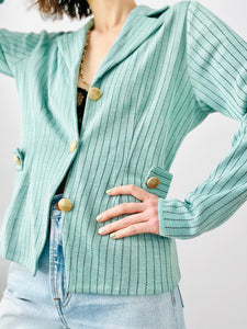 Vintage turquoise striped blazer