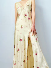 Load image into Gallery viewer, Vintage pink satin floral lingerie dress
