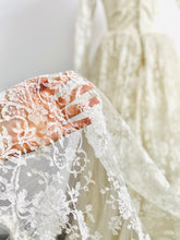 Load image into Gallery viewer, Vintage 1950s tulle lace wedding dress with French buttons
