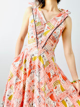 Load image into Gallery viewer, Vintage 1940s pink novelty print dress

