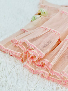 Vintage 1950s Pastel Pink Tulle Lace Skirt Sheer UnderSkirt