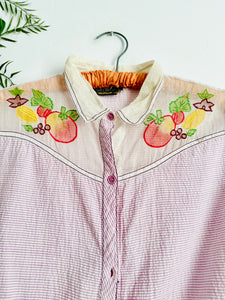 Vintage seersucker embroidered top