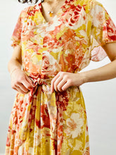 Load image into Gallery viewer, Vintage yellow abstract floral dress
