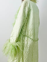 Load image into Gallery viewer, Vintage 1920s green boudoir robe w ostrich feathers
