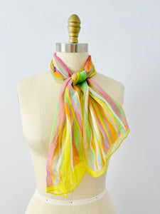 Vintage rainbow color silk scarf