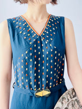 Load image into Gallery viewer, Vintage 1920s Art Deco blue embroidered flapper dress
