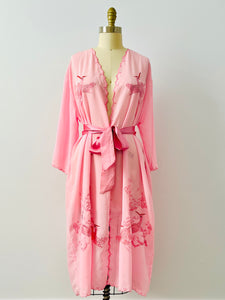 Vintage pink embroidered lounging robe