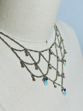 Load image into Gallery viewer, Vintage style silver chain bib necklace
