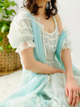 Load image into Gallery viewer, Vintage 1960s pastel blue lace peignoir lingerie set
