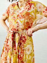 Load image into Gallery viewer, Vintage yellow abstract floral dress
