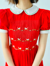 Load image into Gallery viewer, Vintage 1950s red embroidered cotton dress
