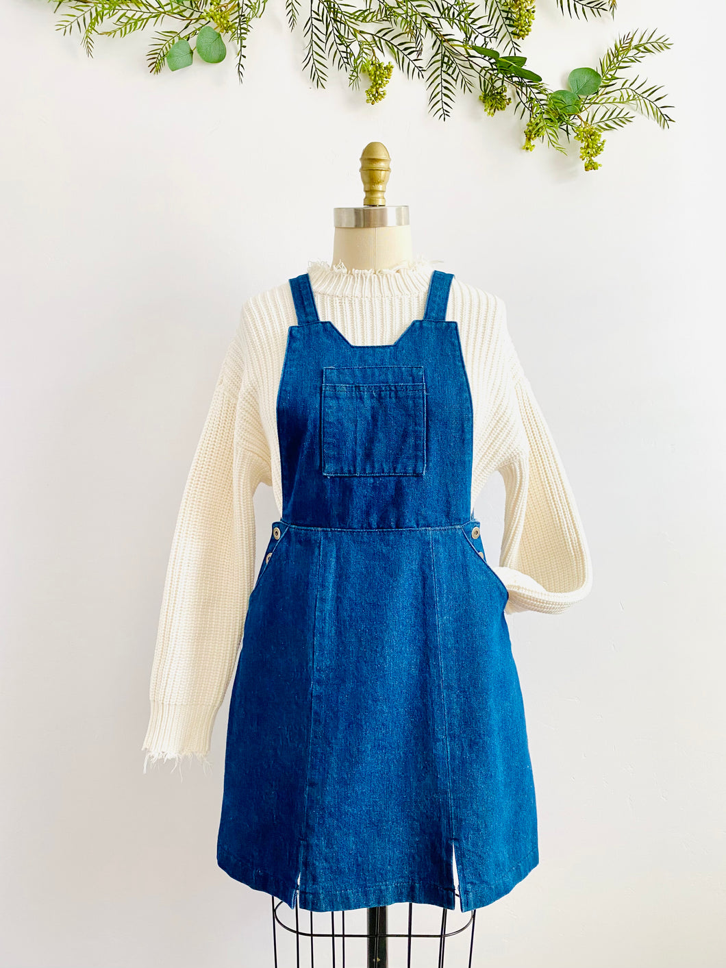 Vintage Blue Denim Dress with Adjustable Straps