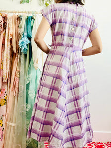 Vintage 1930s pastel plaid dress