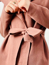 Load image into Gallery viewer, Dark mauve pink knit wrap coat
