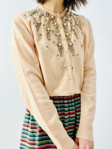 Vintage 1940s beaded cashmere cardigan