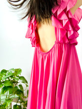 Load image into Gallery viewer, Vintage 1960s bubblegum pink ruffled full length lingerie dress
