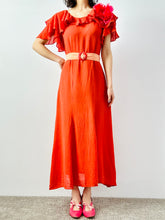 Load image into Gallery viewer, Vintage 1930s coral color silk dress
