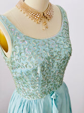 Load image into Gallery viewer, Vintage 1950s pastel blue sequin beaded dress
