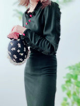 Load image into Gallery viewer, Vintage 1940s Black Rayon Crepe Dress w Dolman sleeves
