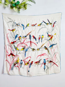 Vintage novelty birds print silk scarf