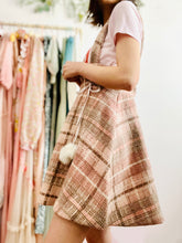 Load image into Gallery viewer, Vintage pink tweed pinafore dress w pom poms
