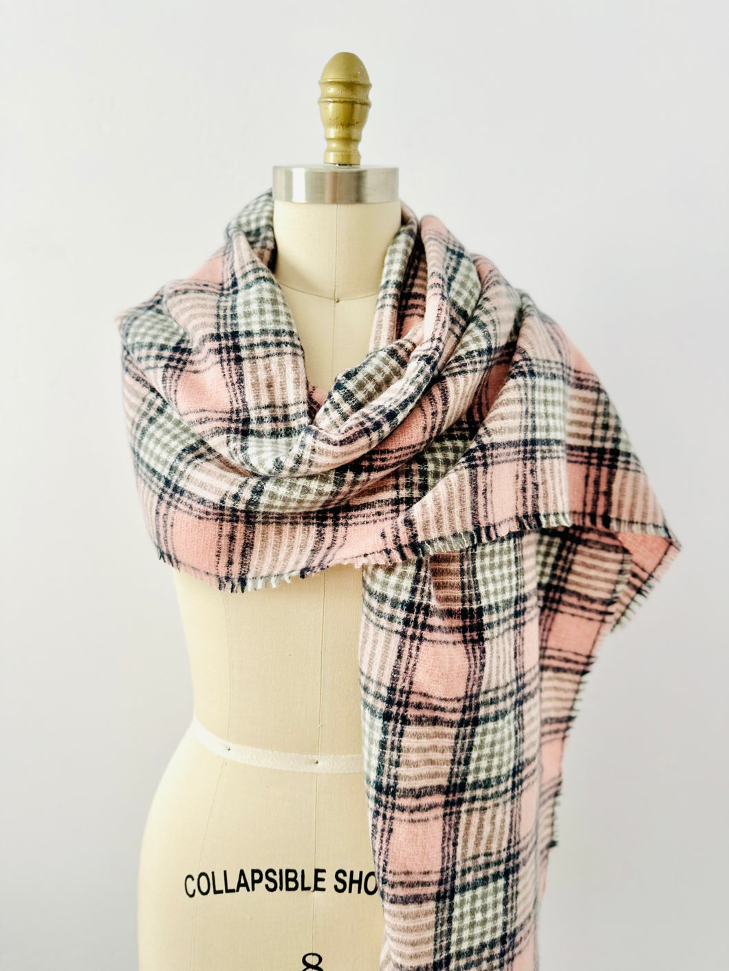 Pastel pink plaid scarf