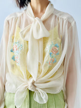 Load image into Gallery viewer, Vintage cream sheer embroidered blouse
