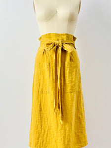 A line mustard color linen skirt