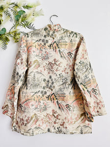 Vintage Asian Floral Embroidered Damask Jacket