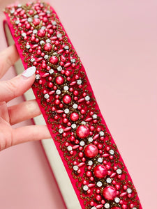 Vintage 1960s pink pearls beaded belt