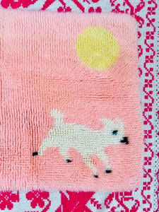 Vintage pastel pink novelty print doormat/bath mat