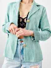 Load image into Gallery viewer, Vintage turquoise striped blazer
