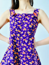 Load image into Gallery viewer, Vintage purple playsuit floral overalls romper
