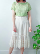 Load image into Gallery viewer, Vintage 1940s Lace Slip with Cutout Design and Pleated Flounce

