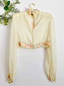 Rare antique 1910s silk embroidered top