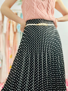 Vintage black polka dot maxi skirt