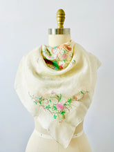 Load image into Gallery viewer, Vintage 1930s embroidered silk scarf
