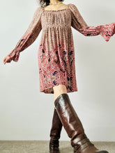 Load image into Gallery viewer, Pink floral paisley mini dress
