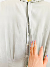 Load image into Gallery viewer, Vintage 1940s icy blue rayon top with ruched collar
