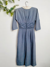 Load image into Gallery viewer, Vintage 1960s Blue Polka Dots Dress w Peter Pan Collar
