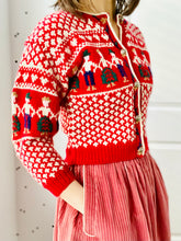 Load image into Gallery viewer, Vintage 1930s Red Novelty Sweater Cropped Cardigan
