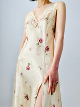 Load image into Gallery viewer, Vintage pink satin floral lingerie dress
