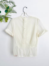 Load image into Gallery viewer, Vintage 1940s white semi sheer ruched top
