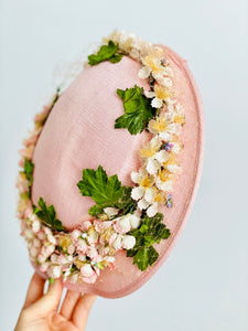 Vintage 1930s pastel pink millinery hat fascinator