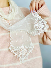 Load image into Gallery viewer, Antique victorian tulle lace scarf art nouveau design
