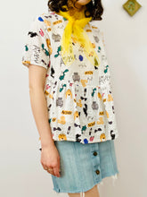 Load image into Gallery viewer, Vintage novelty print babydoll cotton top
