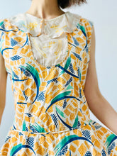 Load image into Gallery viewer, Vintage 1920s deco celestial print floral dress
