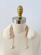 Load image into Gallery viewer, Vintage beaded faux pearls fur collar necklace
